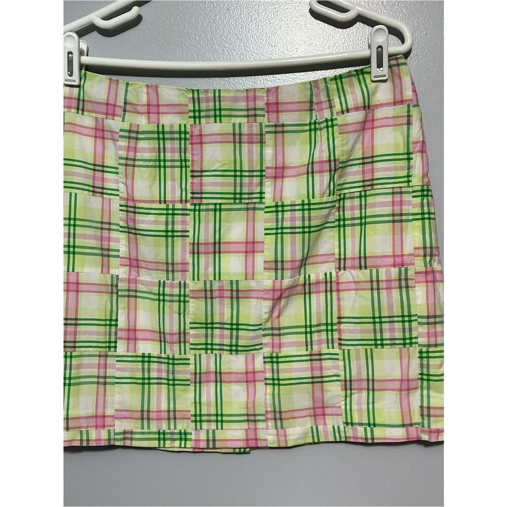 Women's Lilly Pulitzer Pink Green White Plaid Lined Skirt Size 10P